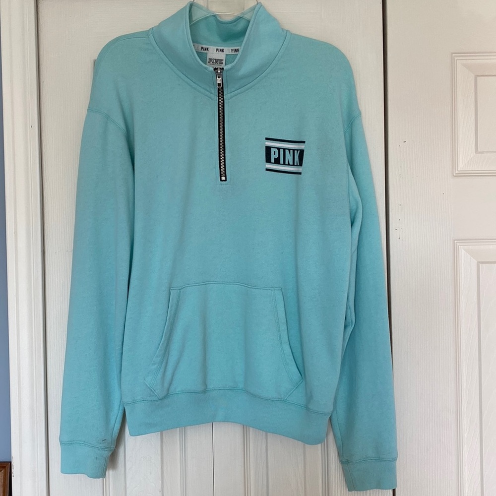 PINK Quarter Zip Light Blue
